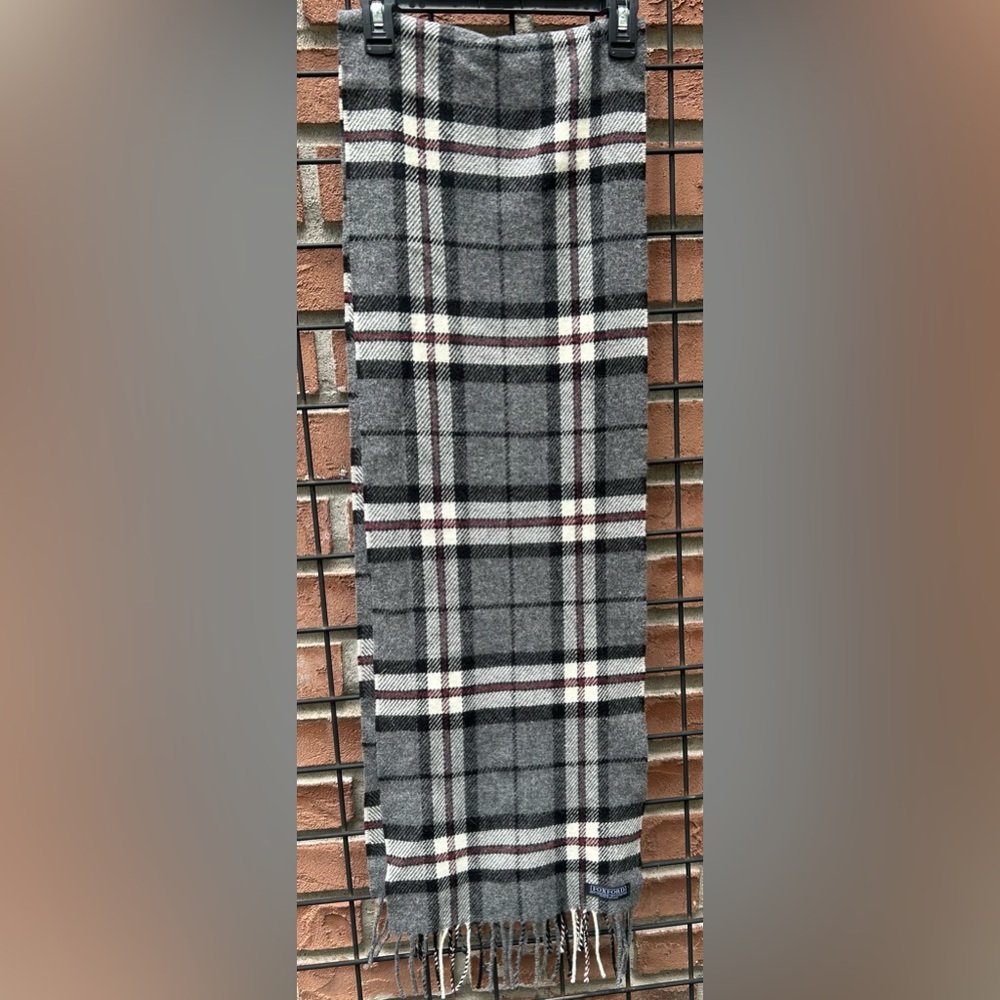 Foxford Gray Plaid Scarf 100% Lamb’s Wool